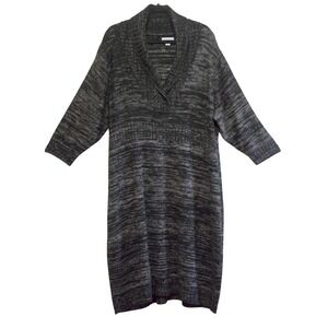 Avenue Women's Sweater Dress Black Grey Space Dye Shawl Collar Knit Sz 26/3X
